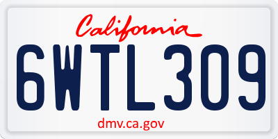 CA license plate 6WTL309