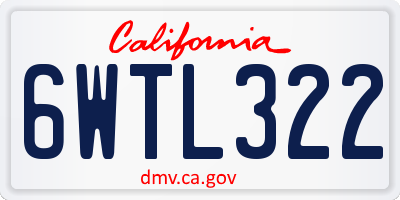 CA license plate 6WTL322