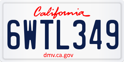 CA license plate 6WTL349