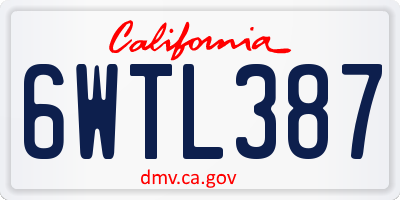 CA license plate 6WTL387