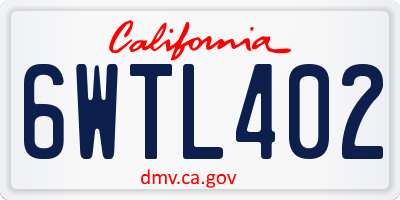CA license plate 6WTL402