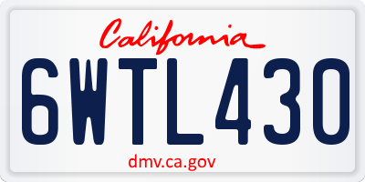 CA license plate 6WTL430
