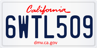 CA license plate 6WTL509