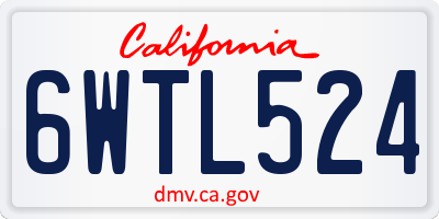 CA license plate 6WTL524