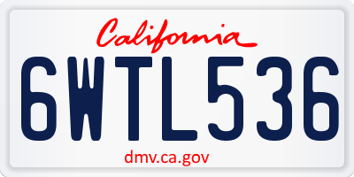 CA license plate 6WTL536