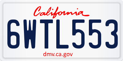 CA license plate 6WTL553