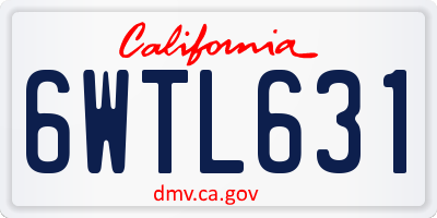 CA license plate 6WTL631