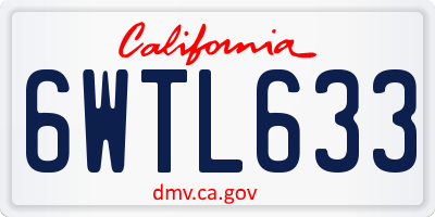 CA license plate 6WTL633