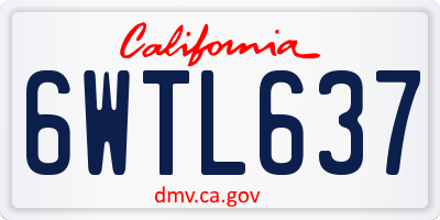 CA license plate 6WTL637