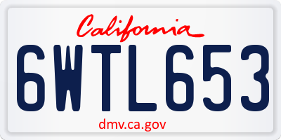 CA license plate 6WTL653