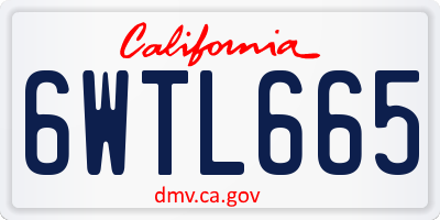 CA license plate 6WTL665