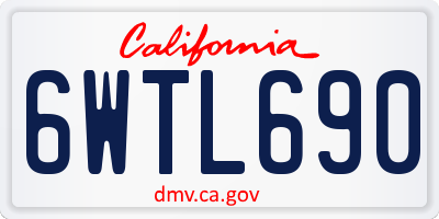 CA license plate 6WTL690