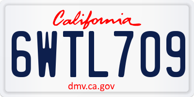 CA license plate 6WTL709