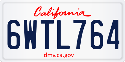 CA license plate 6WTL764