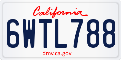 CA license plate 6WTL788