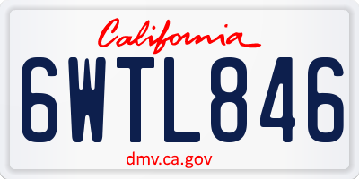 CA license plate 6WTL846
