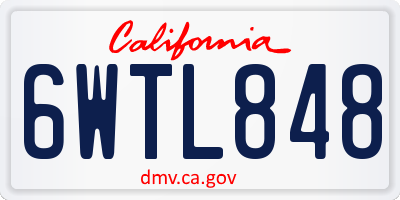CA license plate 6WTL848