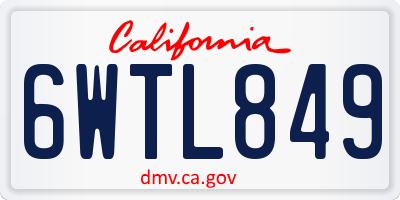 CA license plate 6WTL849