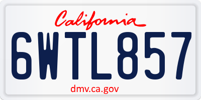 CA license plate 6WTL857