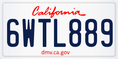 CA license plate 6WTL889