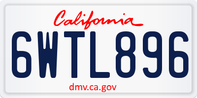 CA license plate 6WTL896