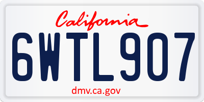 CA license plate 6WTL907