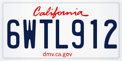 CA license plate 6WTL912