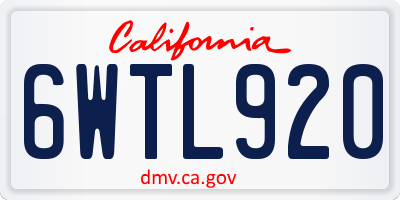 CA license plate 6WTL920