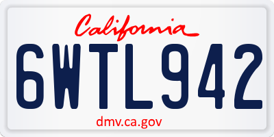 CA license plate 6WTL942