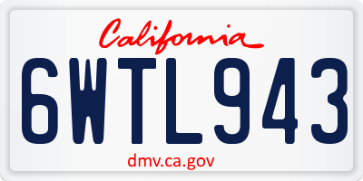 CA license plate 6WTL943