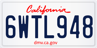 CA license plate 6WTL948