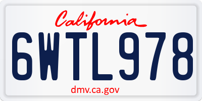 CA license plate 6WTL978