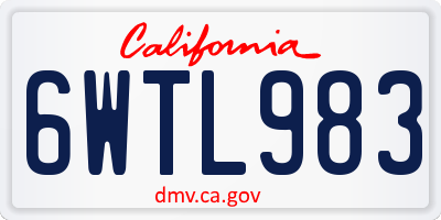 CA license plate 6WTL983