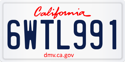 CA license plate 6WTL991