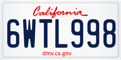 CA license plate 6WTL998