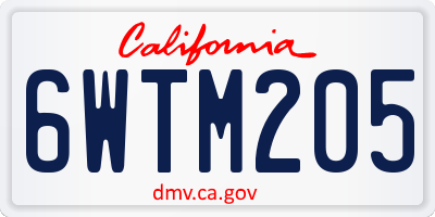 CA license plate 6WTM205
