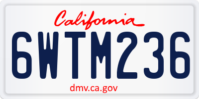 CA license plate 6WTM236