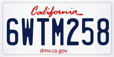 CA license plate 6WTM258