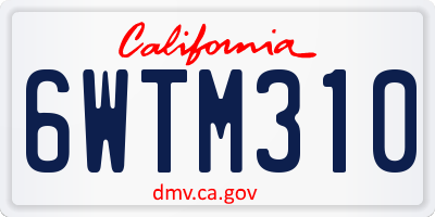 CA license plate 6WTM310