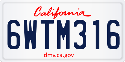 CA license plate 6WTM316