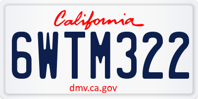 CA license plate 6WTM322