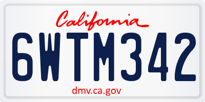 CA license plate 6WTM342