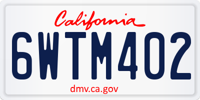 CA license plate 6WTM402