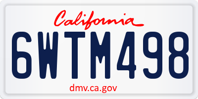 CA license plate 6WTM498
