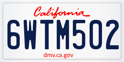 CA license plate 6WTM502