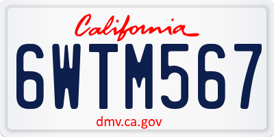 CA license plate 6WTM567