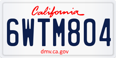 CA license plate 6WTM804