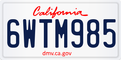 CA license plate 6WTM985
