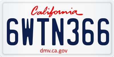 CA license plate 6WTN366