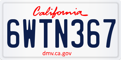 CA license plate 6WTN367